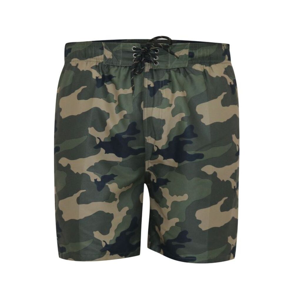 Duke Mens D555 Kody Camo All-Over Print Kingsize Swim Shorts / Camo Green